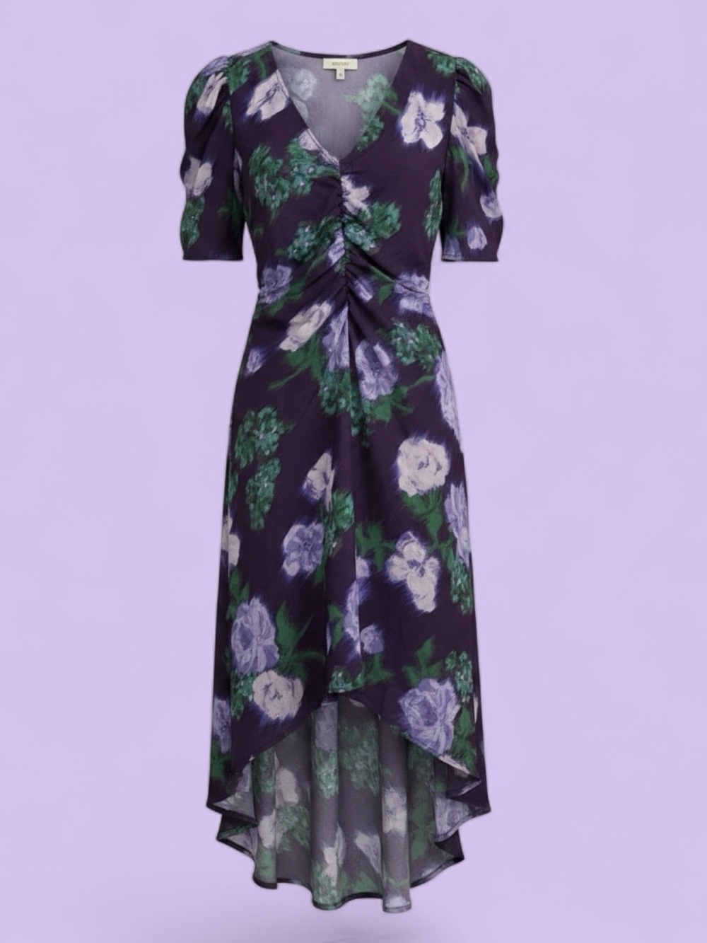 a new day - Purple Floral High Front Low Back Midi Dress Size XS, NWT